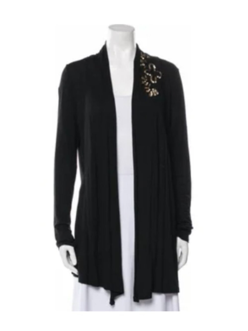 Alexander McQueen Vintage 2000s Black Draped Beaded Sparkly Cardigan Sweater